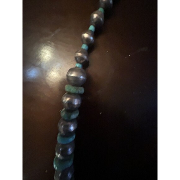 VTG Native American Silver Turquoise Bead Necklace Isleta Cross Dragonfly - Picture 11 of 12